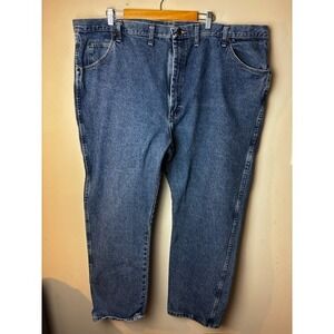 Mens 48x30 Wrangler Straight Leg Jeans Blue Denim Regular Fit 5-Pocket Everyday